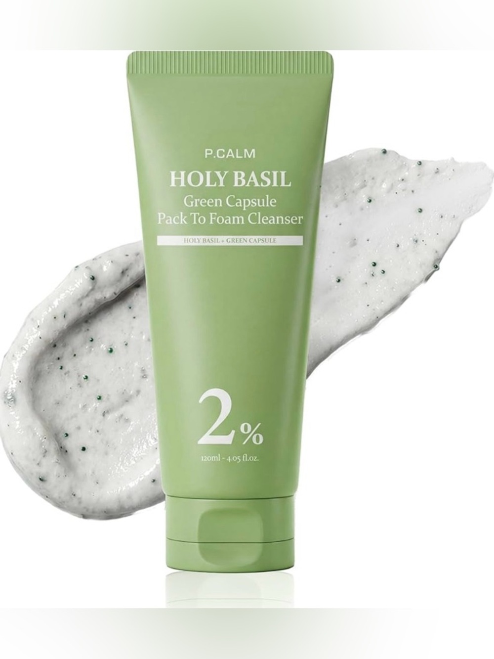 Korean Skincare P.CALM Holy Basil Green Capsule Pack to Foam Cleanser